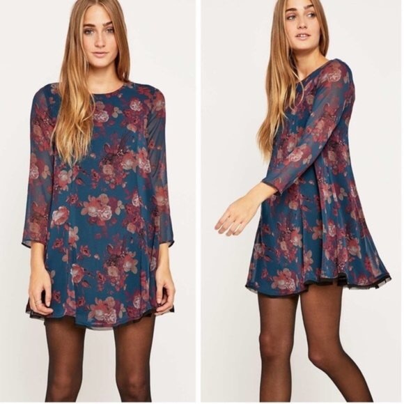 Kimchi Blue Dresses & Skirts - Kimchi Blue Teal Floral Swing Mini Dress